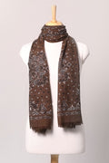 Starlight Paisley Print Wool Scarf - Wood-brown | SVEŽElife