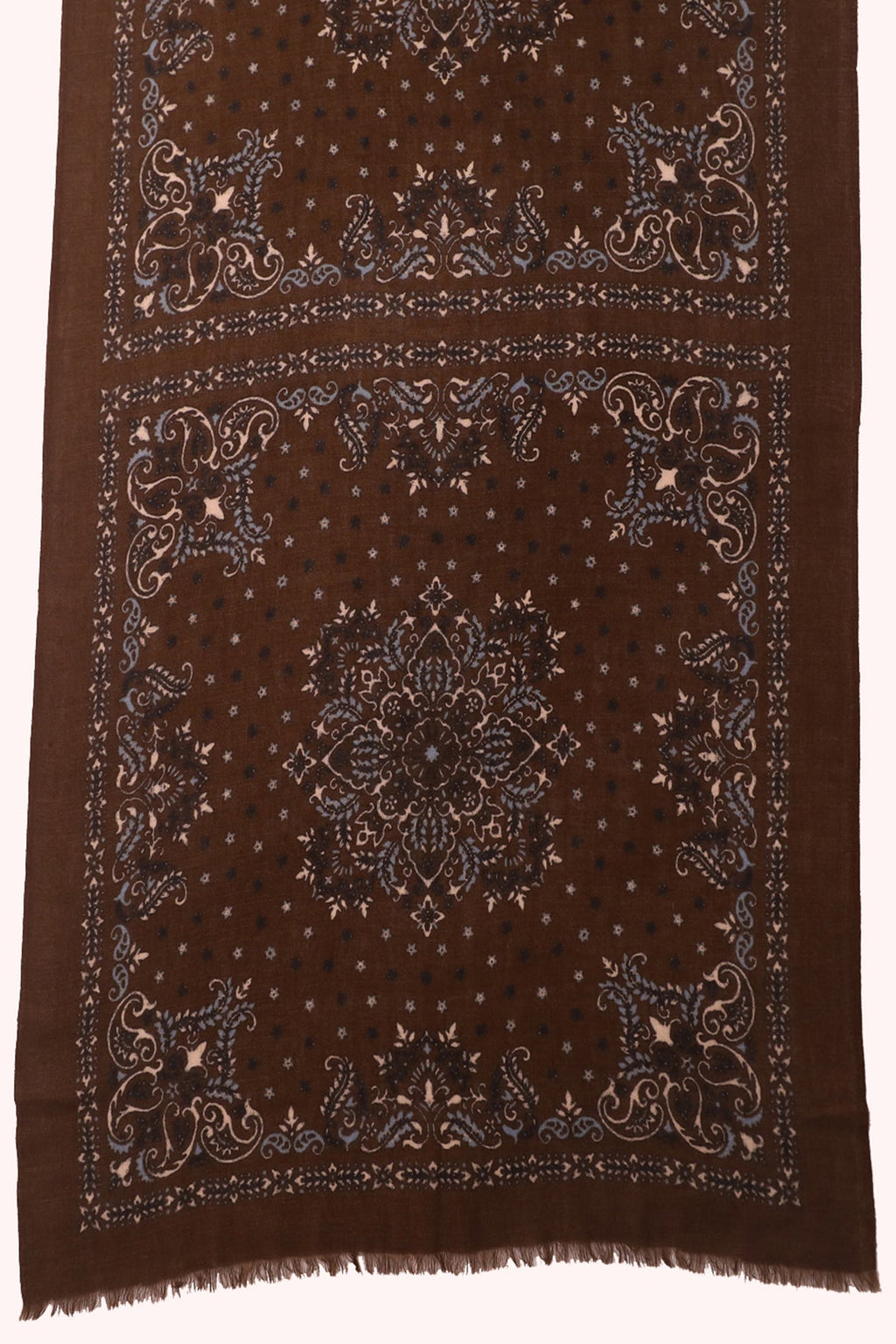 Starlight Paisley Print Wool Scarf - Wood-brown | SVEŽElife