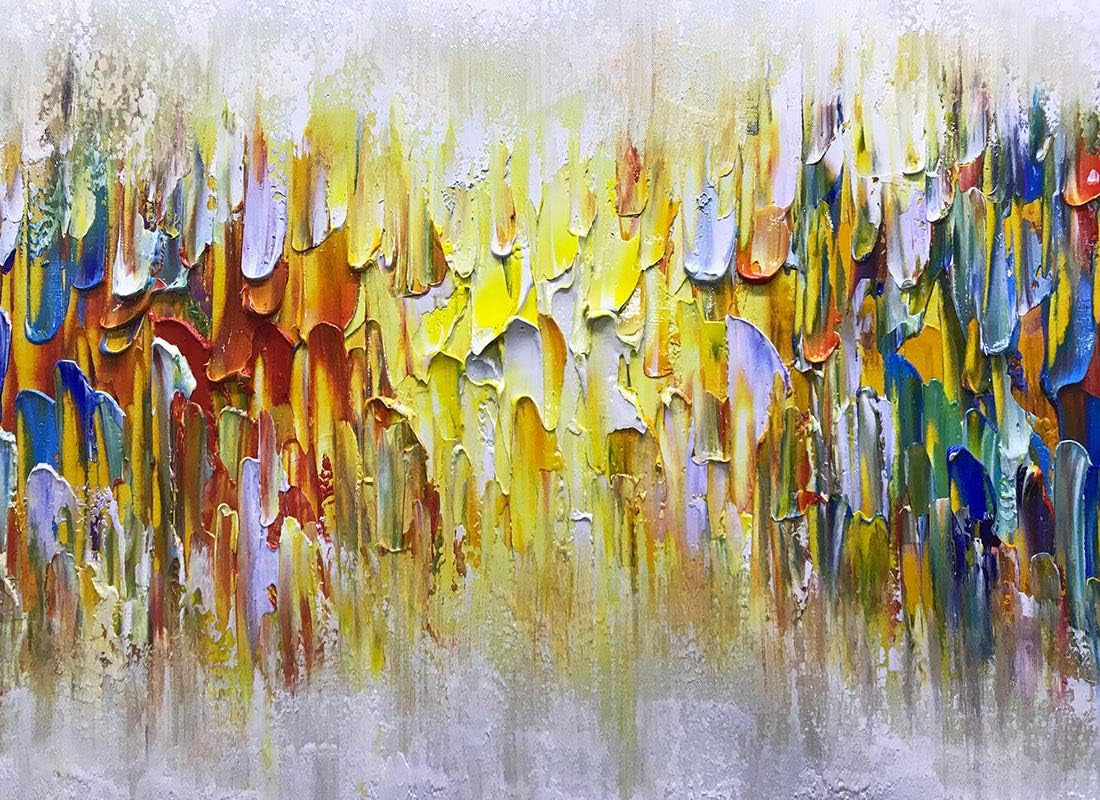 Vibrant Abstract 24x60 Inch Canvas Gallery Wall Art Textured