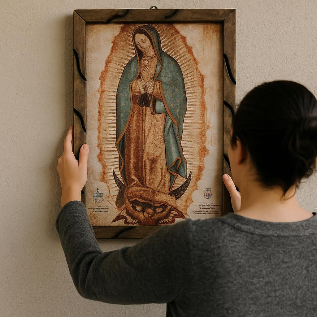 Our Lady Of Guadalupe Oil Painting 13x18 Inches Framed