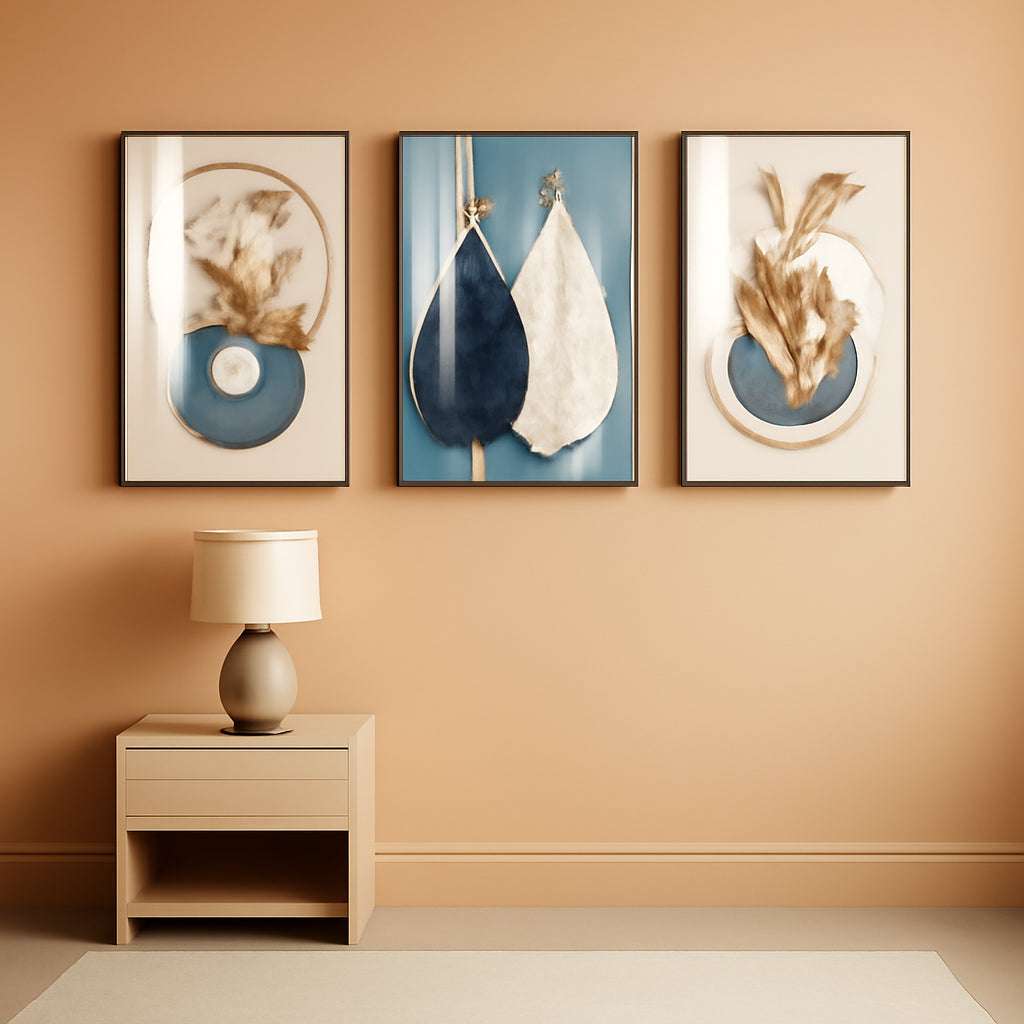 Cerulean Abstract Large Wall Art Series Collection