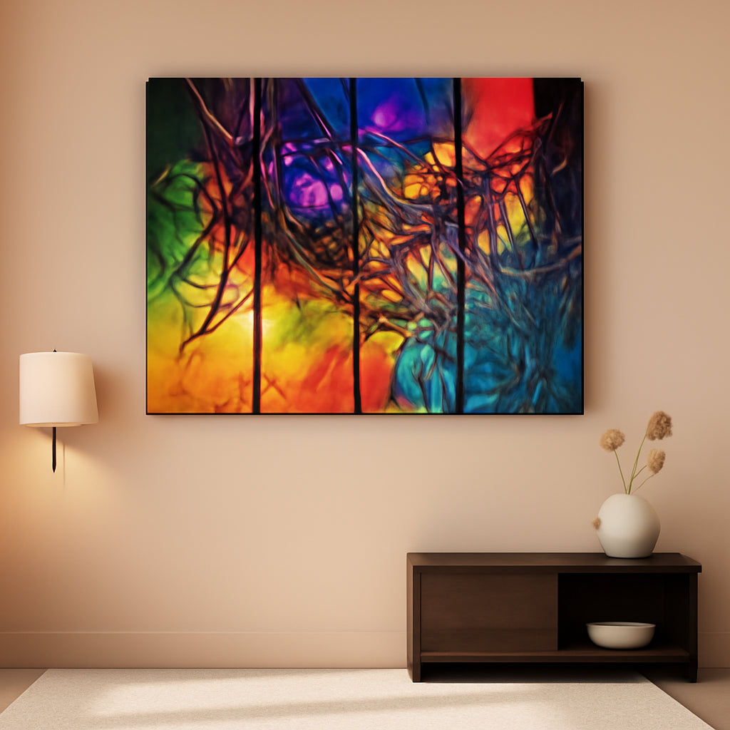 Five Panel Abstract Heart Canvas Wall Art Extra Large