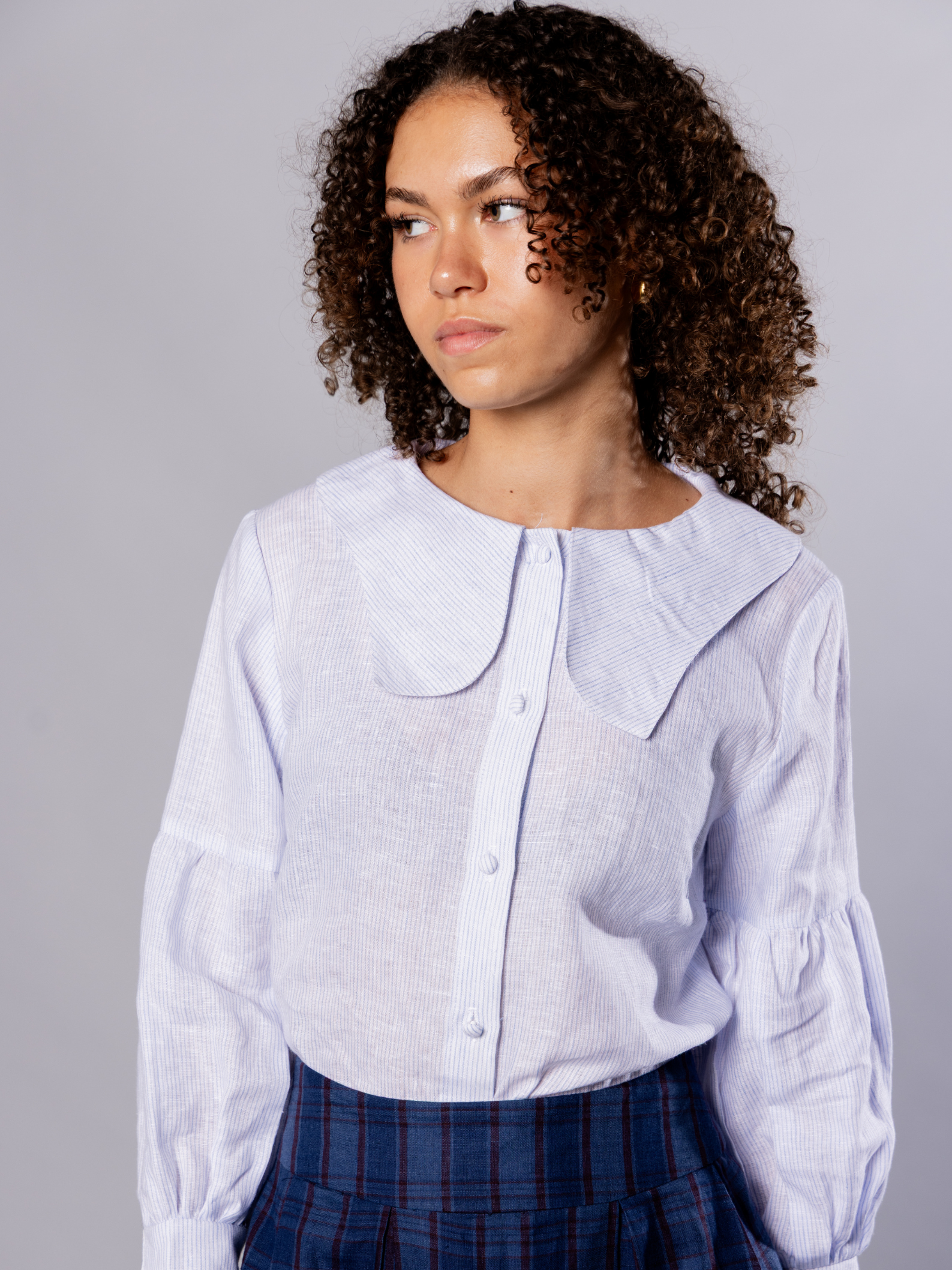 Tulip collar blouse in linen & cotton – Habiba | No More Nobody