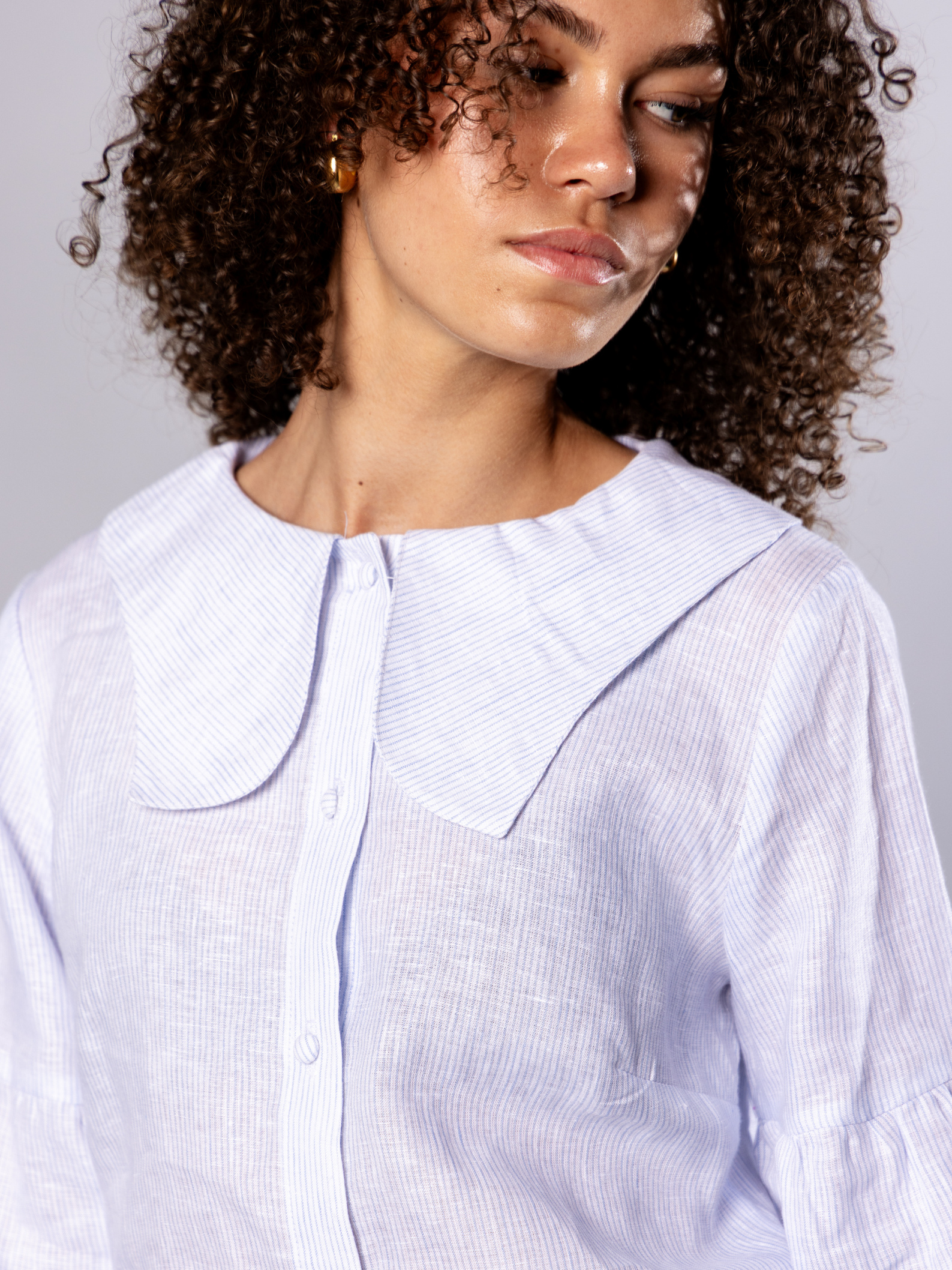 Tulip collar blouse in linen & cotton – Habiba | No More Nobody
