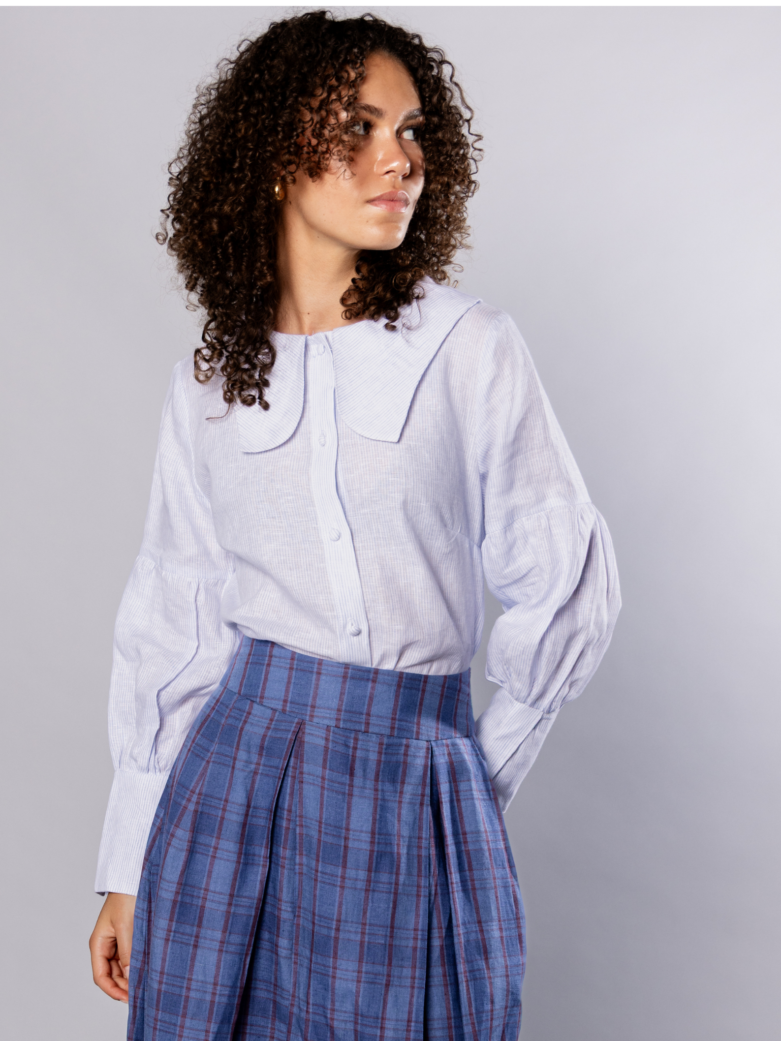 Tulip collar blouse in linen & cotton – Habiba | No More Nobody