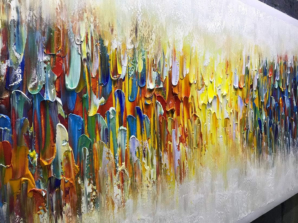 Vibrant Abstract 24x60 Inch Canvas Gallery Wall Art Textured