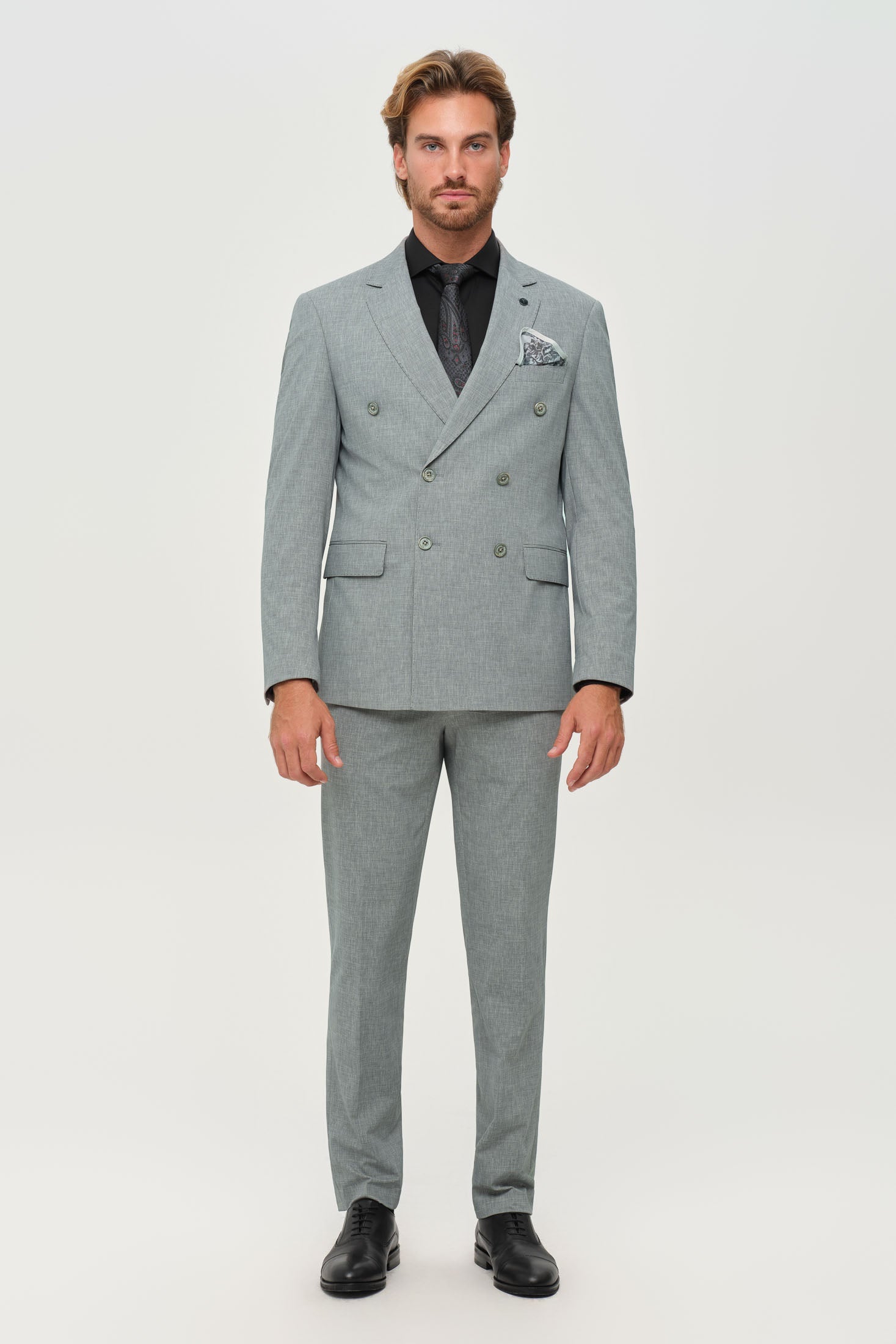 Men’s Double-Breasted Suit – Refined Stretch Structure | Style 4077