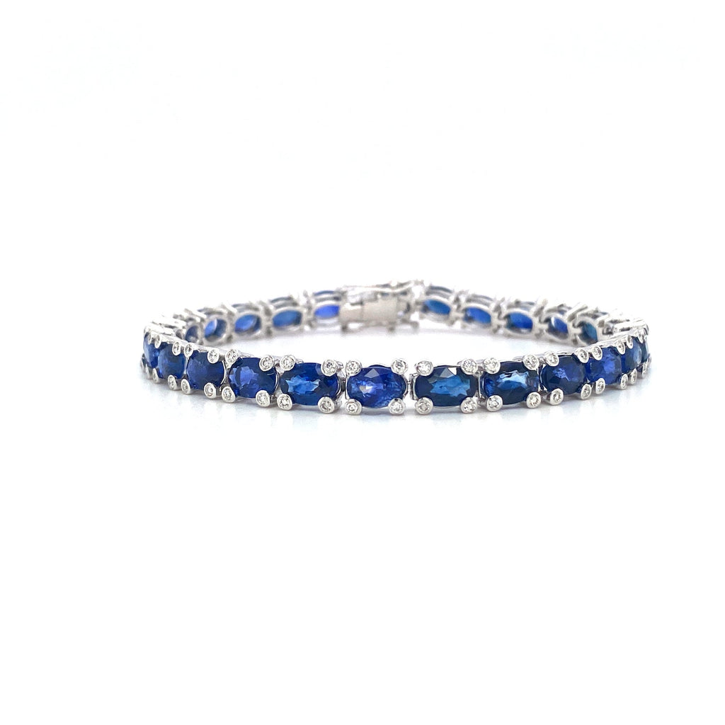 Sapphire and Diamond Bracelet in 18K White Gold - KGD 41376