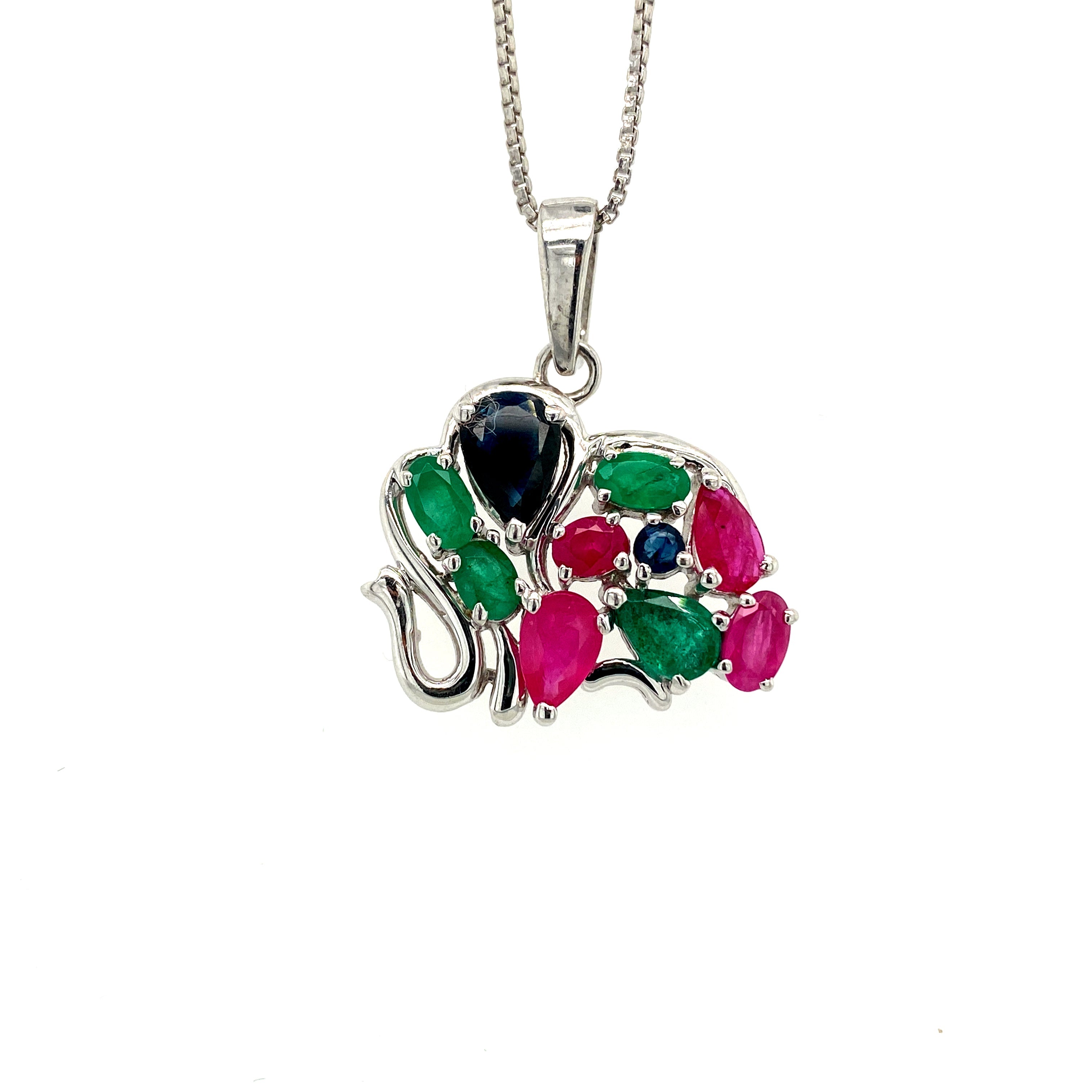 Multi Colour Stone Pendant in .925 Sterling Silver - KSP 35865