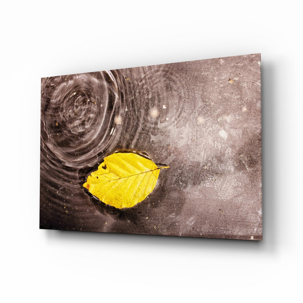 Yellow Leaf Glass Wall Art