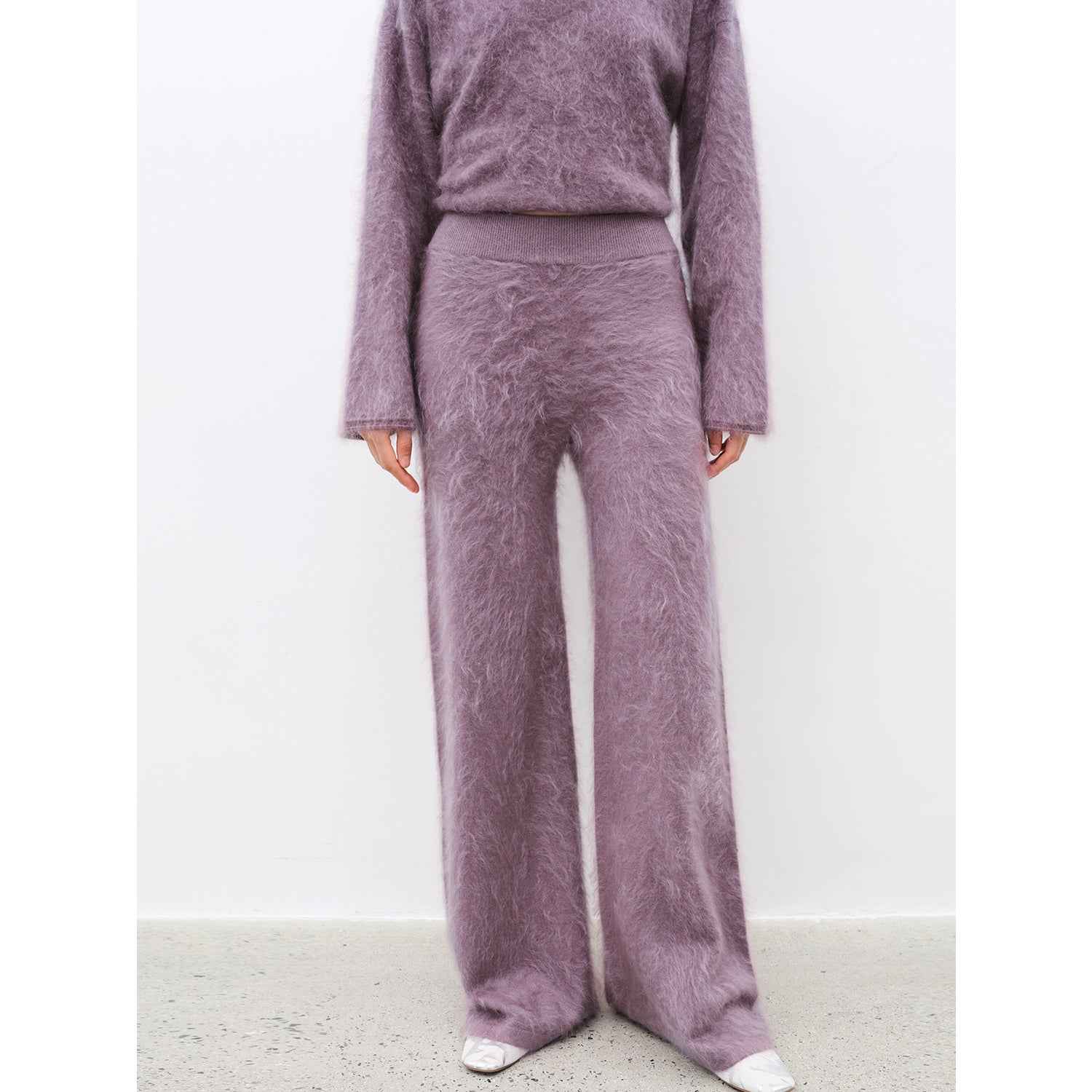 Purple Women's Sweater 2 Piece Outfit Cashmere jumper Comfortable Loose-Fit Crewneck Top Wide Leg Pants Fall Lounge Set Trendy Cozy Clothes "Half-Ripe Winter"