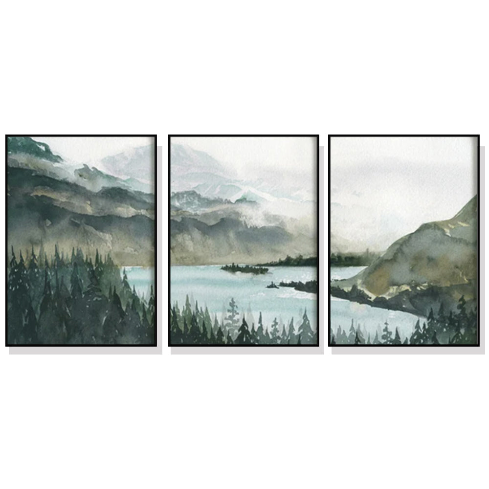 NNEDSZ Wall Art 80cmx120cm Landscape 3 Sets Black Frame Canvas