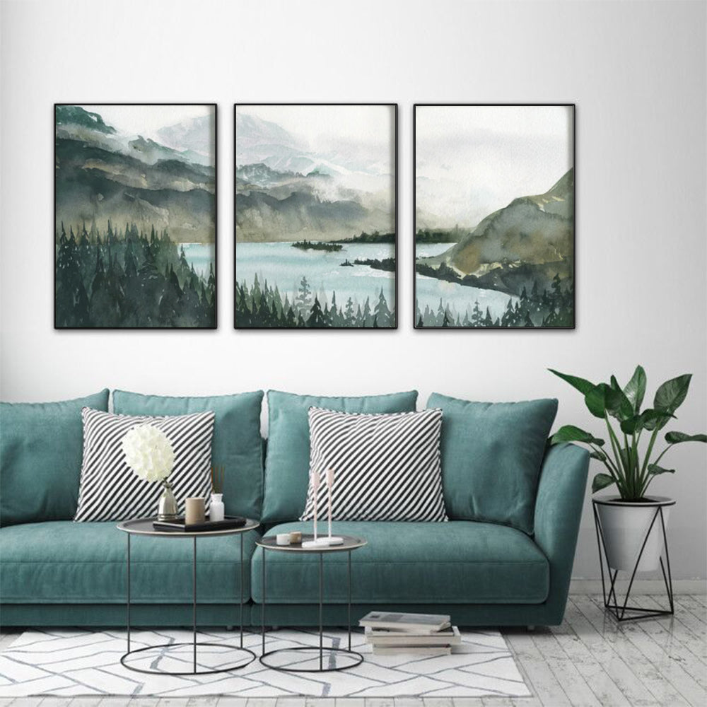 NNEDSZ Wall Art 80cmx120cm Landscape 3 Sets Black Frame Canvas
