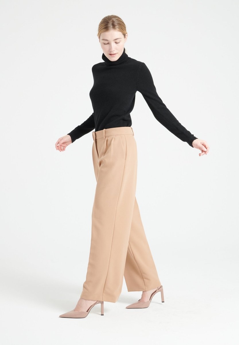 Pull col roulé femme en cachemire 4 fils noir - LILLY 19