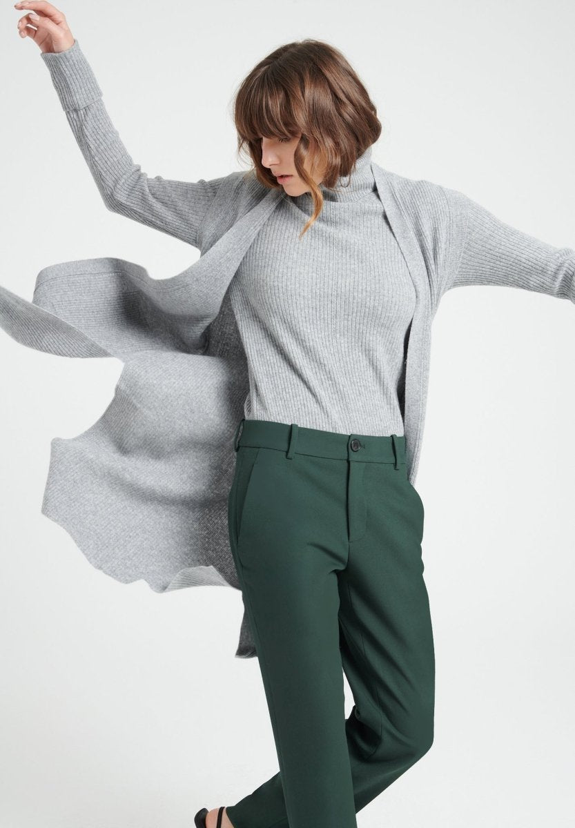 Gilet long sans manches femme en cachemire gris clair - MIA 6