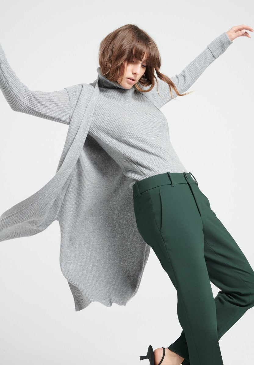 Gilet long sans manches femme en cachemire gris clair - MIA 6