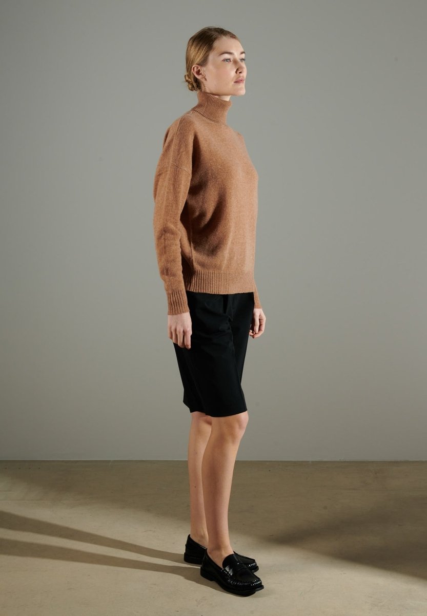 Pull col roulé femme en cachemire camel - NAMI 7