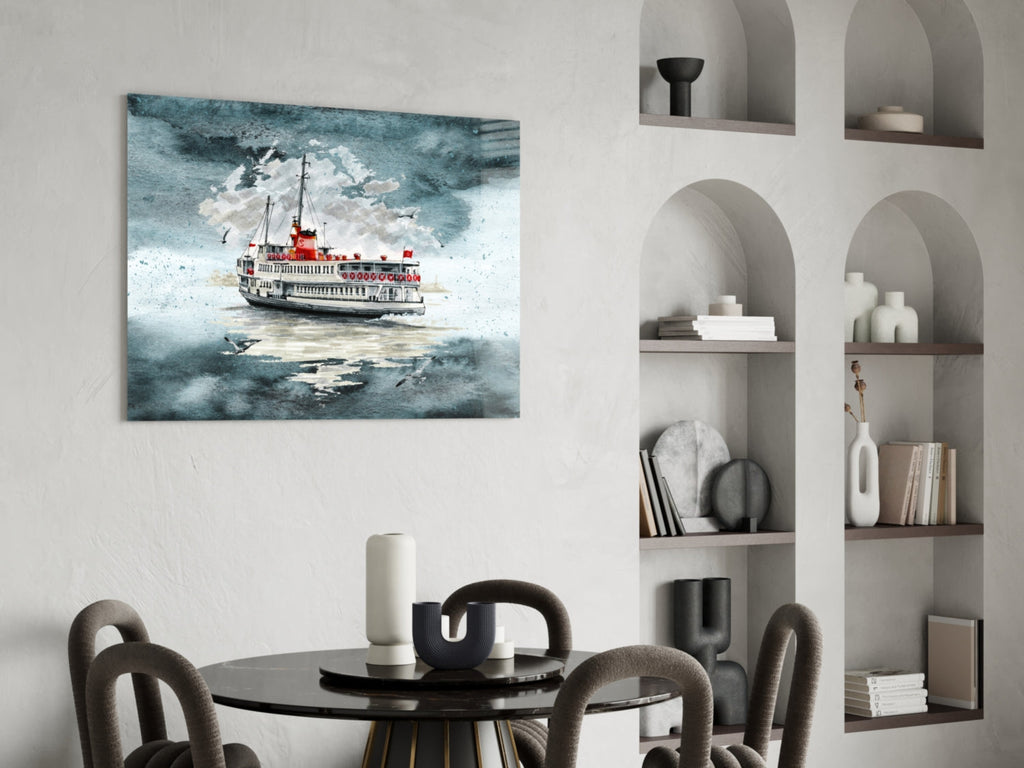 Steamer Turquoise Glass Wall Art