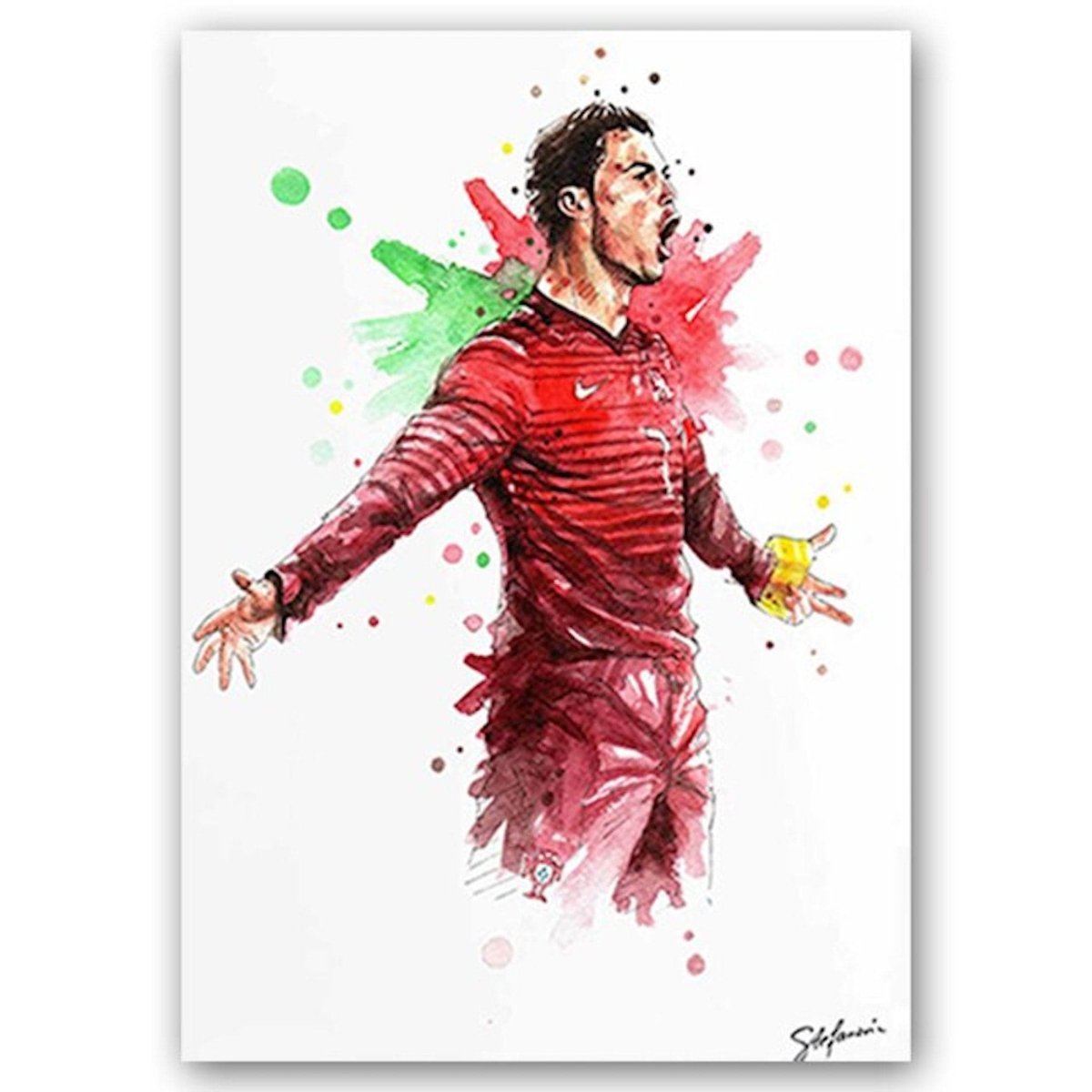 Poster Fußballspieler Tor Jubel Lionel Messi und Christiano Ronaldo als Deko Print ohne Rahmen