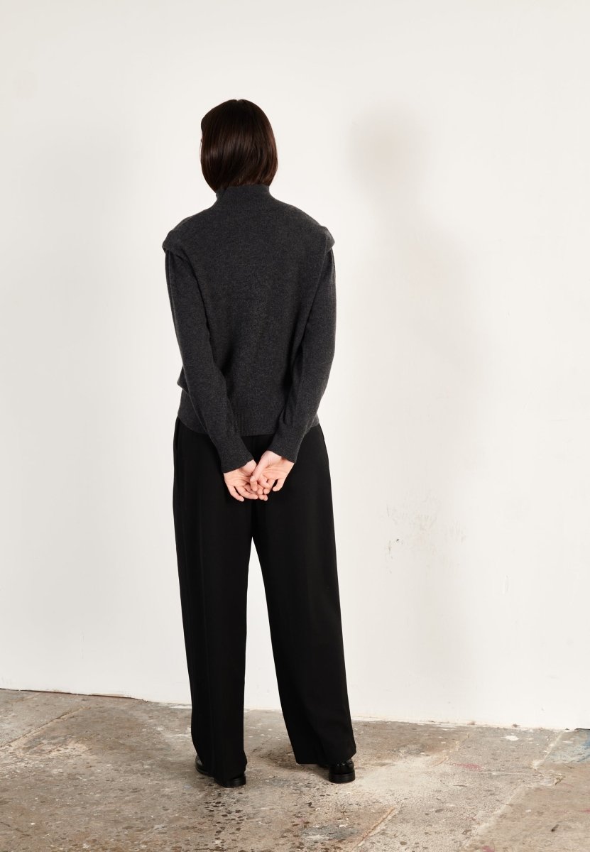 Pull col roulé femme en cachemire gris anthracite - HANA 8