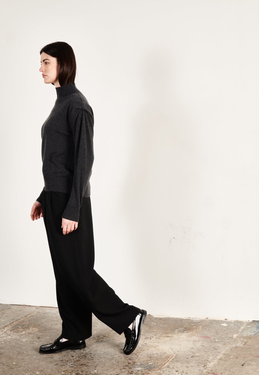 Pull col roulé femme en cachemire gris anthracite - HANA 8