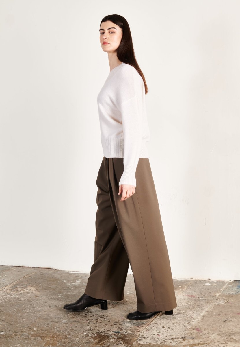 Pull col V femme en cachemire 4 fils blanc écru - HANA 12